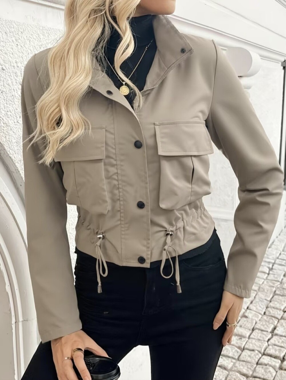 Women'S Windproof Casual Trench Coat Short Jacket Outdoor Fall Perfect Choice